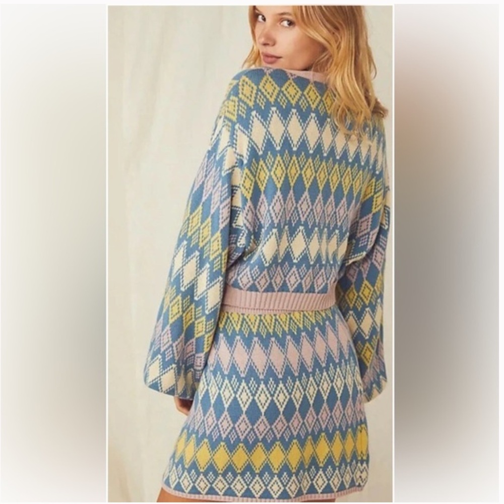 Free People Argyle Sweater Set - Cardigan & Skirt - XS